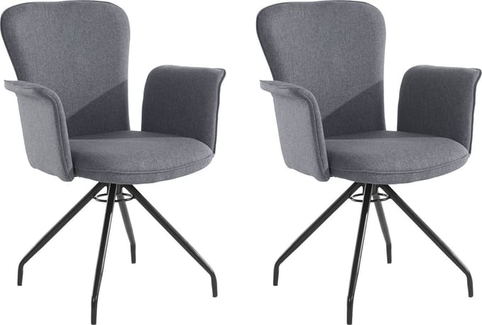 Carla-Fauteuil - Set van 2 - Antraciet Stof