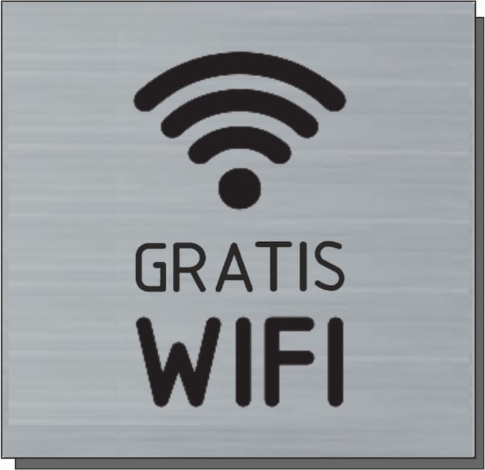 Deurbordje - bordje - Gratis WiFi - vierkant met RVS look