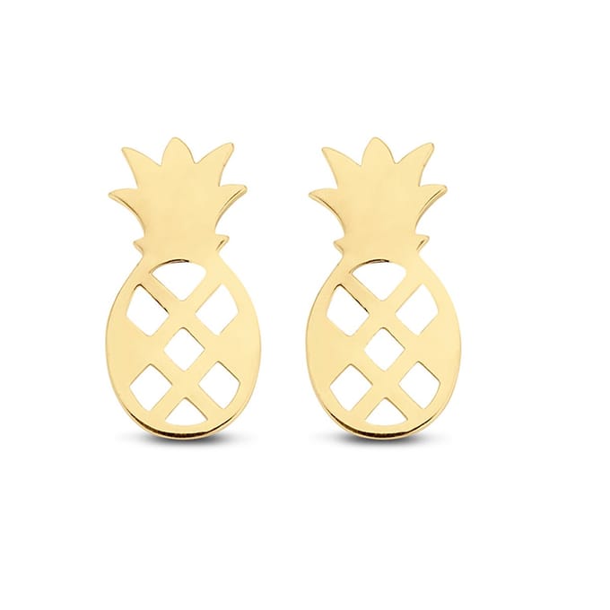 New Bling Goud 9NBG-0044 - Oorknop Ananas - Glad - 9mm - Goud