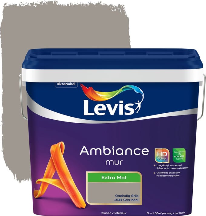 Levis - Ambiance Mur Extra Mat - Oneindig Grijs - 5 L