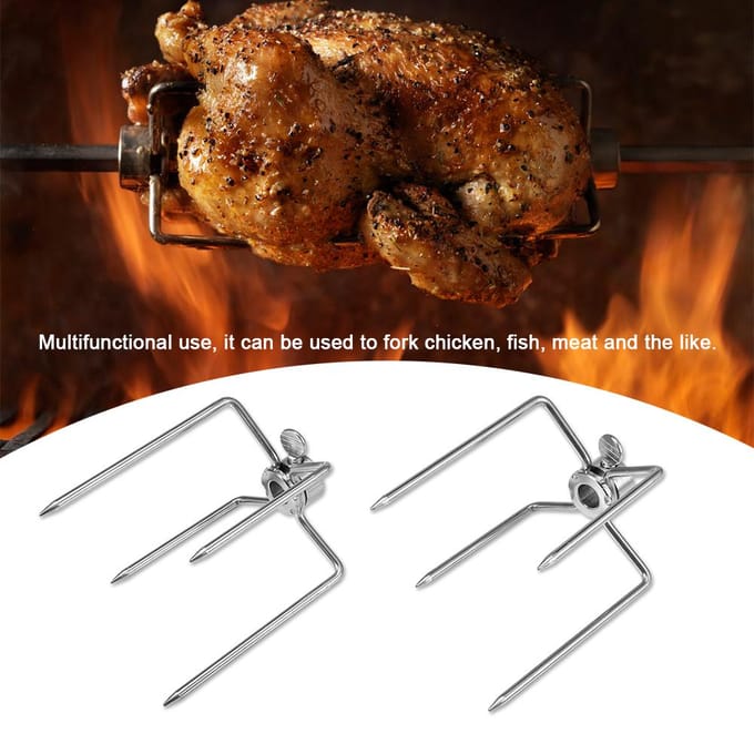 Lot de 2 fourchettes multifonctions en acier inoxydable pour barbecue noir