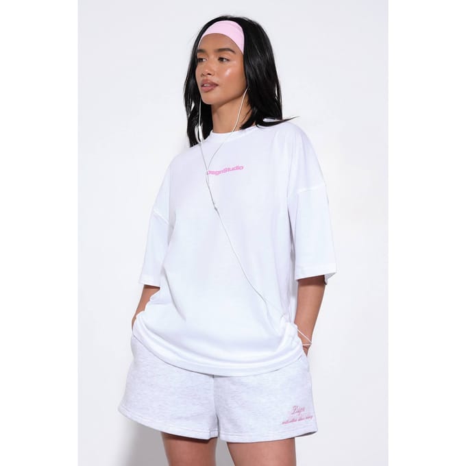 Dames Dsgn Studio Oversized T-shirt Met Bloemenprint | White | Maat: XL