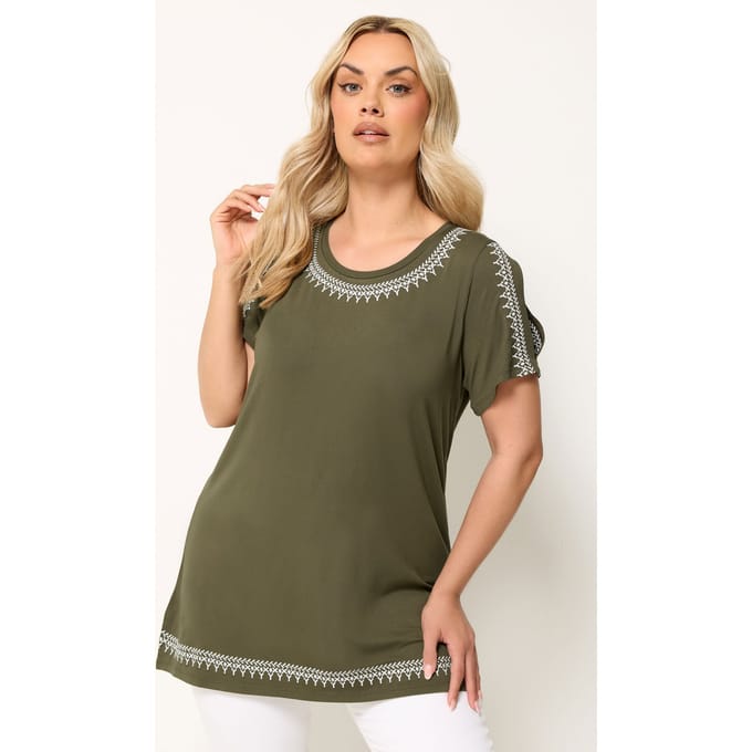 Yours Groen Tshirt Met Geborduurde Details Size 42