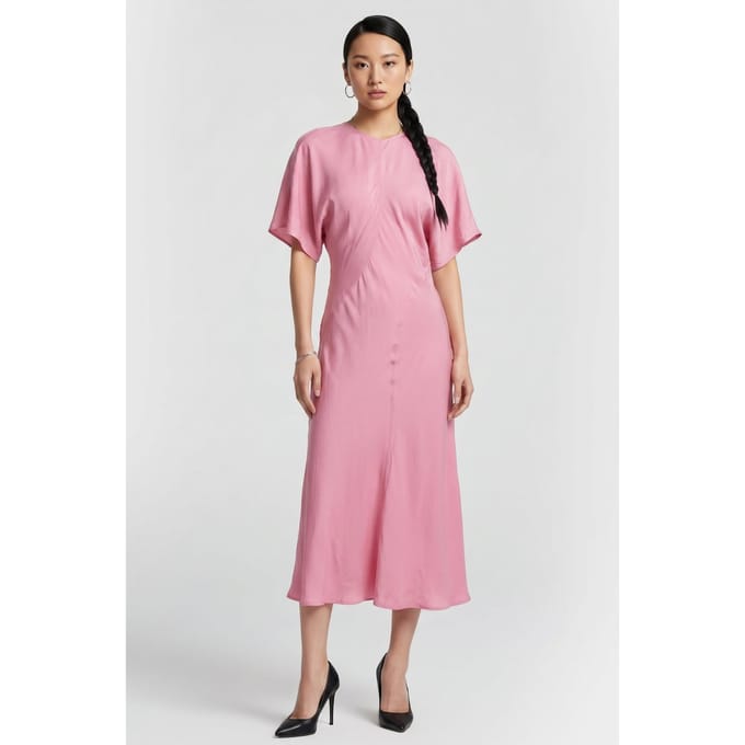 & Other Stories Wilder Dress Pink Maat: M | Midi Jurken Outlet | Dames | Roze