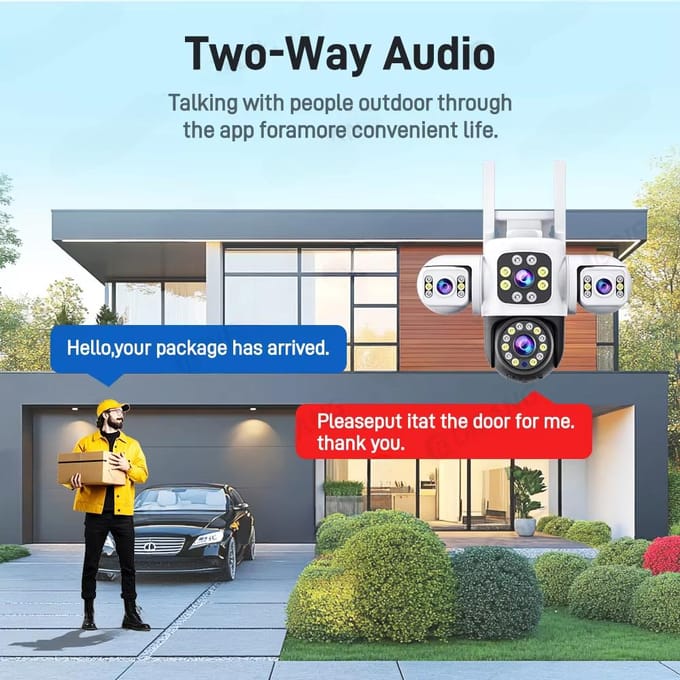 6K 12MP WiFi Camera Buitenbeveiligingscamera Drie Schermen Drie Lenzen PTZ 360° Beveiligingsbescherming CCTV Bewakingscamera Yoosee 4k Camera