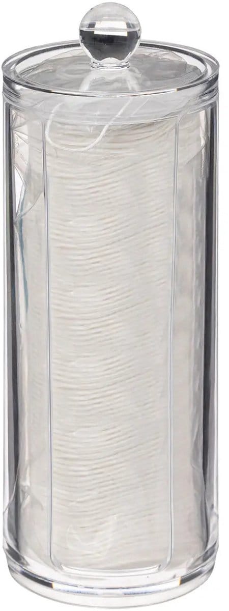5Five Make up watjes/watten schijfjes houder/dispenser - 7 x 20 cm - kunststof - organizer - transparant