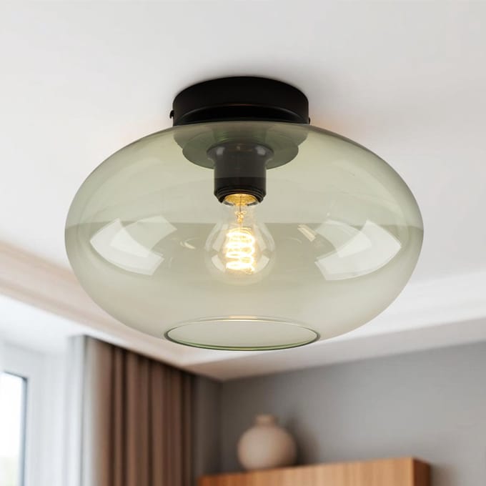 Olucia - LUCA - Plafondlamp - Groen / Zwart - Vorm: Ovaal