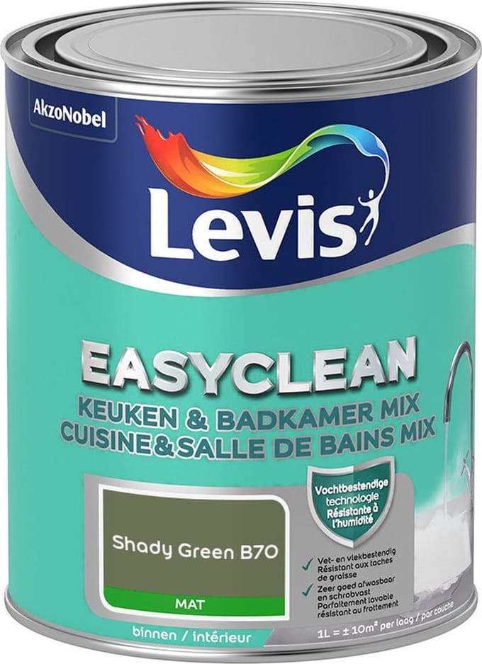 Levis - Easyclean Keuken & Badkamer Mix - Shady Green B70 - Mengverf - 1 L