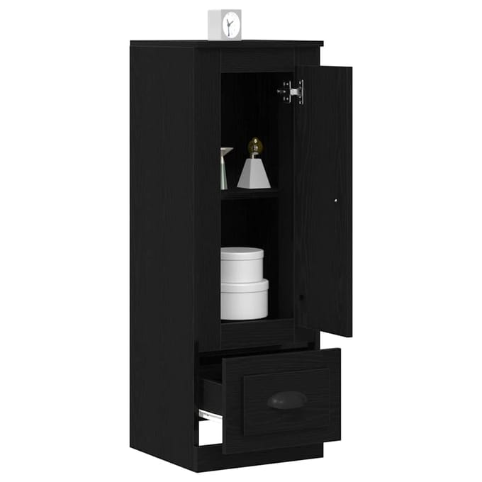 vidaXL - Highboard - Zwart - Eiken - 36 - x - 35.5 - x - 103.5 - cm - Bewerkt - hout