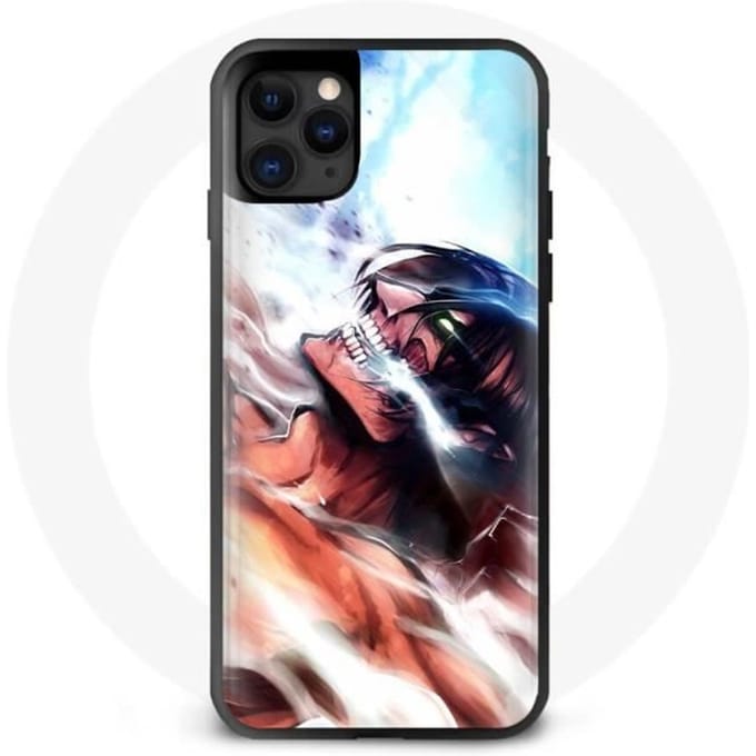Coque - Maniacase - Iphone 12 - Eren Yeager - Silicone - Souple noir