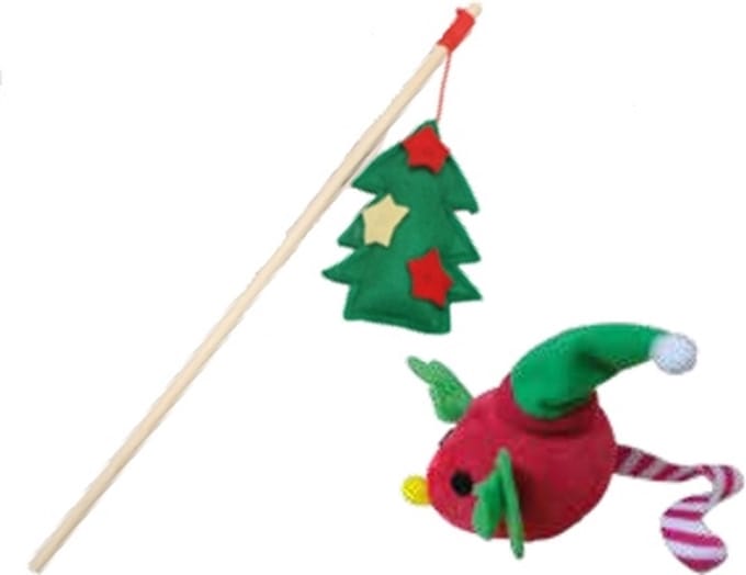 Croci XMAS kattenset van 2 | hengel en speeltje
