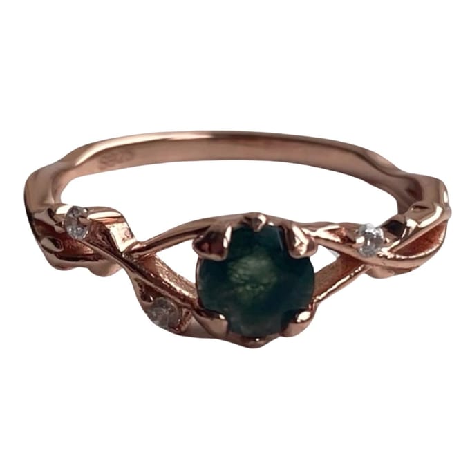Mos agaat ring/rosé plated/maat 54/Bling-it