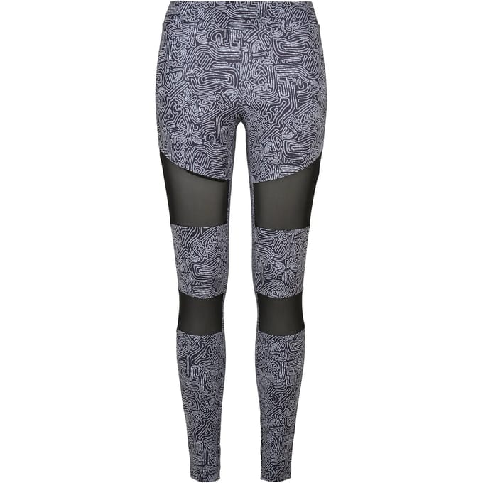 Urban Classics - Tech Mesh AOP blackzen Sportlegging - 4XL - Zwart