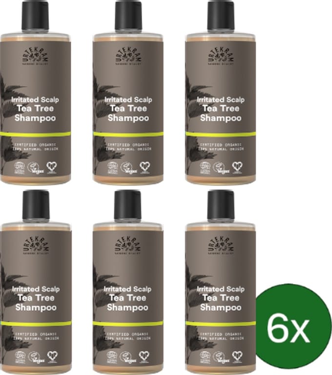Urtekram Tea Tree Shampoo (Antibacterieel) – 500 ml – Multipack met 6 stuks