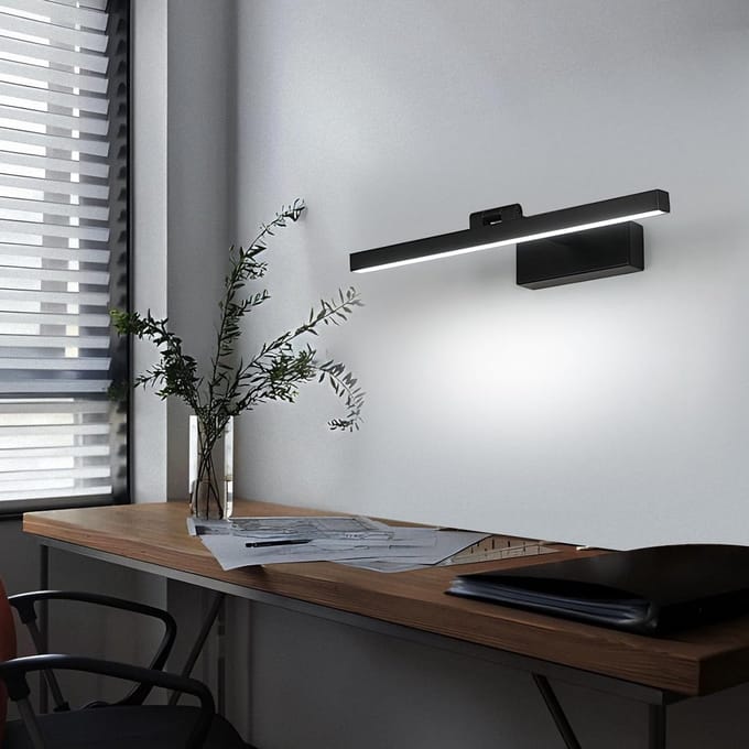 Haobosic - 9W Badkamer Spiegelverlichting - 40cm - 6500K Koel Wit - IP40 Zwart