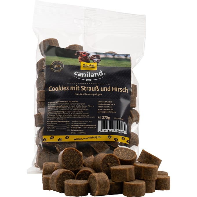 275g Struisvogel- en Hertenkoekjes Canibit Hondensnacks