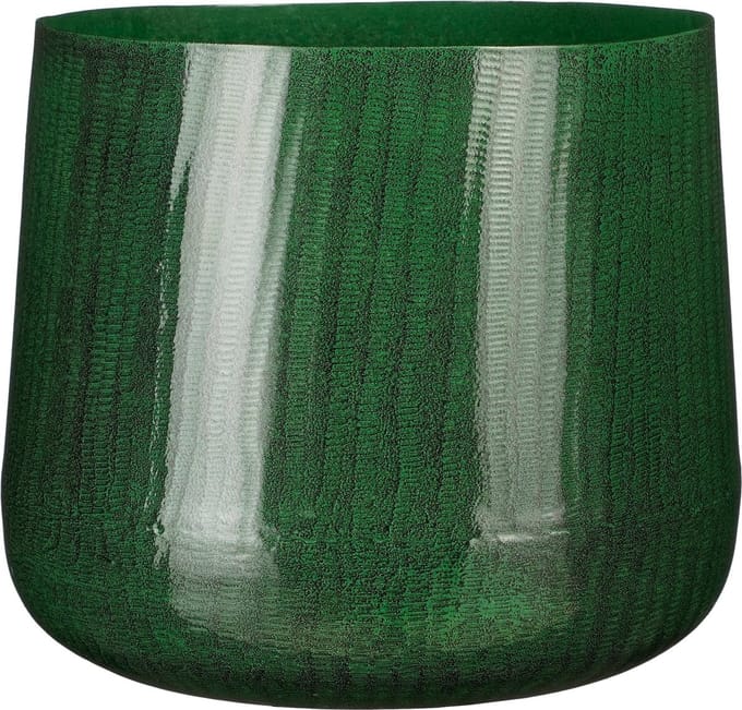 Mica Decorations Benson Bloempot - H24 x Ø26 cm - Metaal - Donkergroen