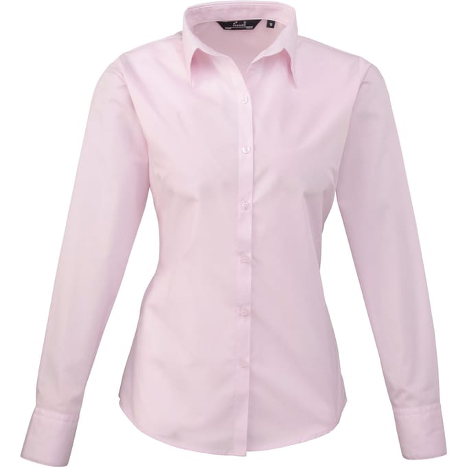 Premier Dames/Dames Popeline Blouse met Lange Mouwen (Roze)