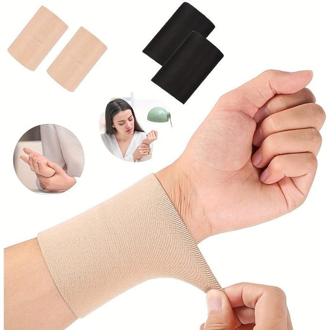 FlexiSupport Ademende Compressie Polsband, Elastische Sport Polssteun Band, Alleen Handwas - Maat Medium S beige