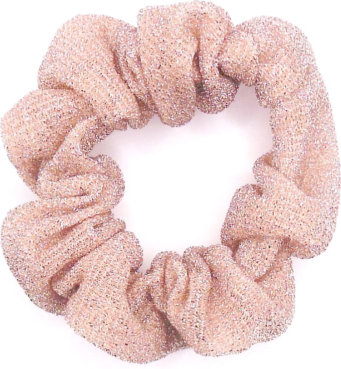 Scrunchie zalmkleur roze glitter