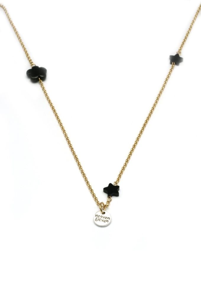 Heaven Eleven dames Ketting goud plating - zwart sterren