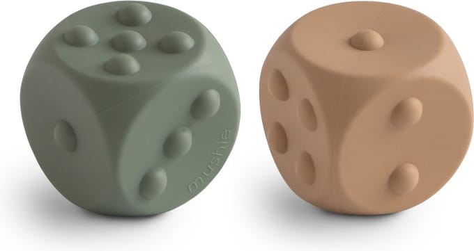 Mushie Dobbelsteen Siliconen Dried Thyme/Natural (2 stuks)