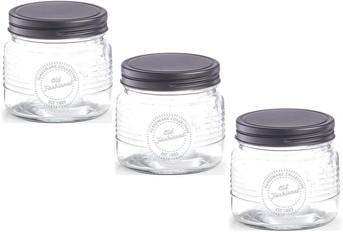 Zeller voorraadpot Old Fashioned - 4x - bewaarpot - 420 ml - 10 x 9 cm - transparant - glas