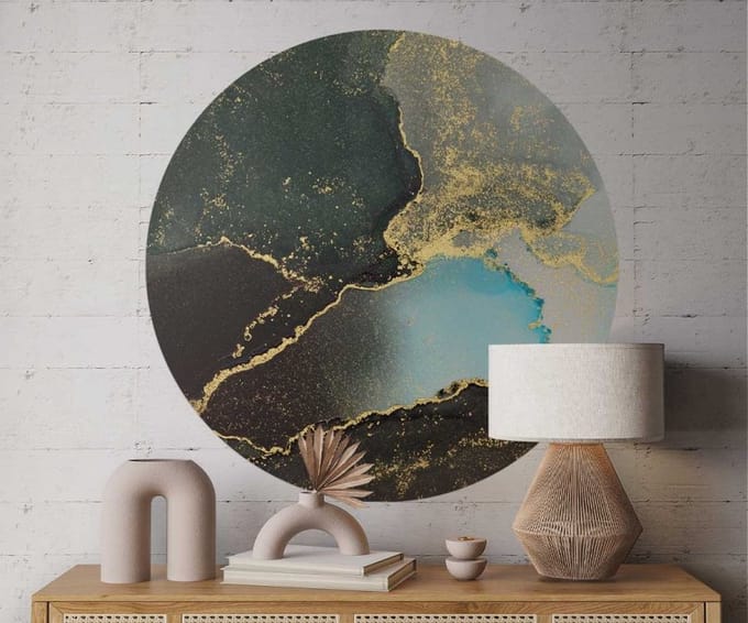 Behangcirkel 80cm Acrylic dark gold blue - Wallz