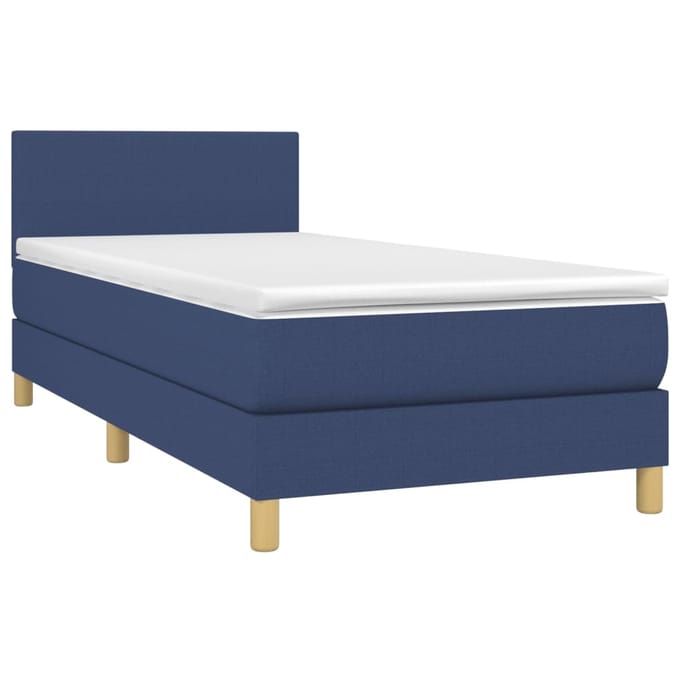 vidaXL - Boxspring - met - matras - en - LED - stof - blauw - 100x200 - cm