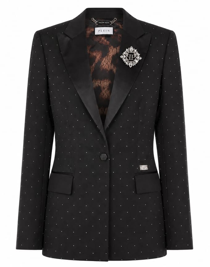 Boyfriend Fit Blazer Crystal Strass