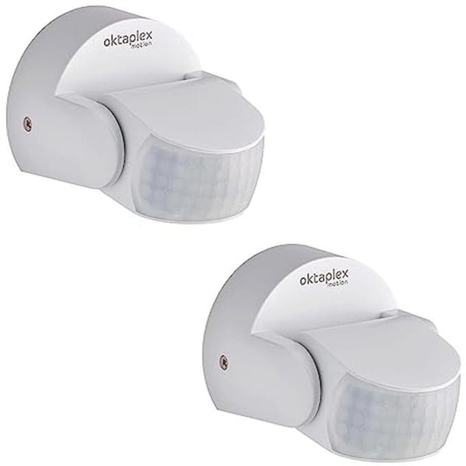 Set van 2 Buitenbewegingsmelders met 180° & 360° Draaibaarheid en 12m Bereik