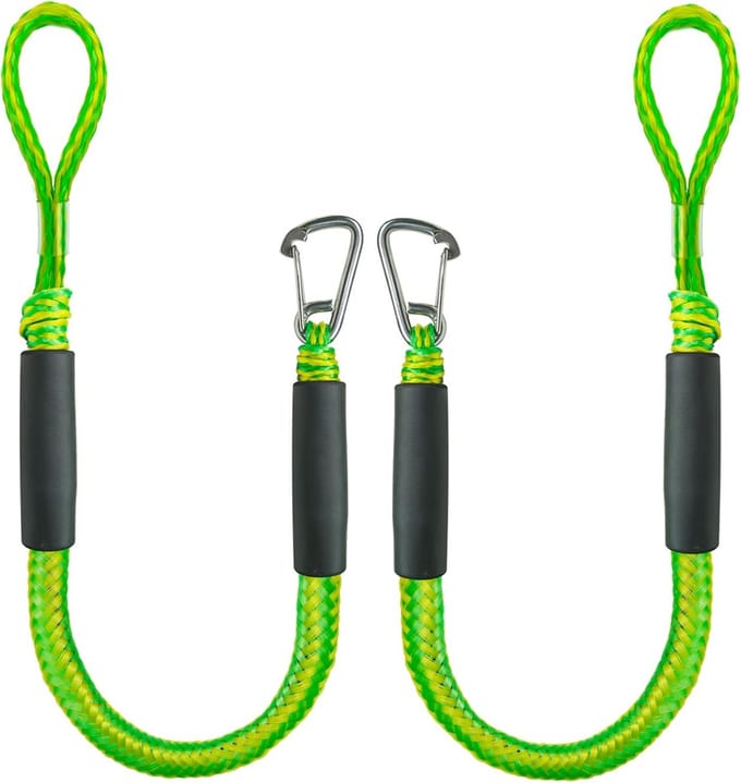 Bungee Dock Line - Boottouwen voor Mooring met RVS Clip - Set van 2 (Groen, 8 voet)