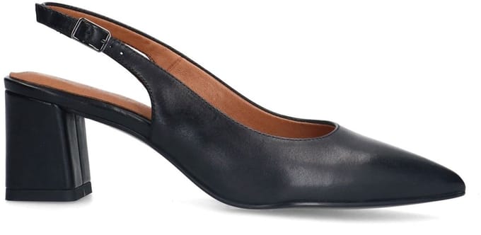 No Stress - Dames - Zwarte leren slingbacks - Maat 41