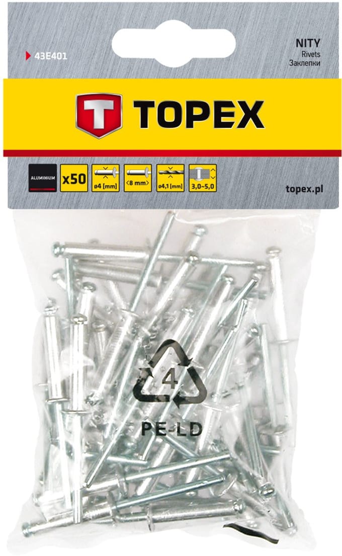 Popnagels 4,0 x 8 mm 50 Stuks Aluminium
