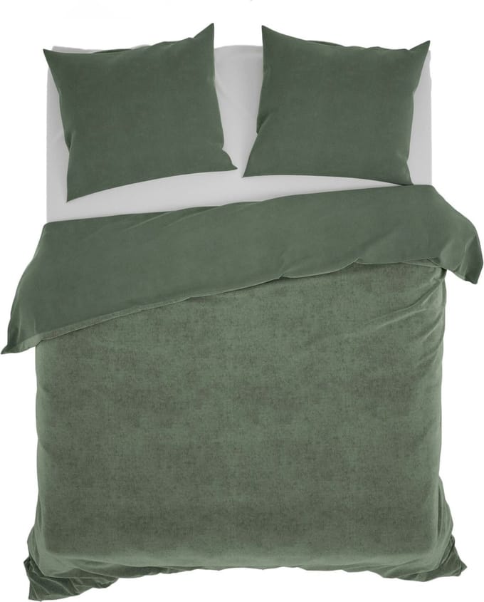 Zo! Home Velluto Dekbedovertrek - Eenpersoons - 140x200/220 cm - Army Green