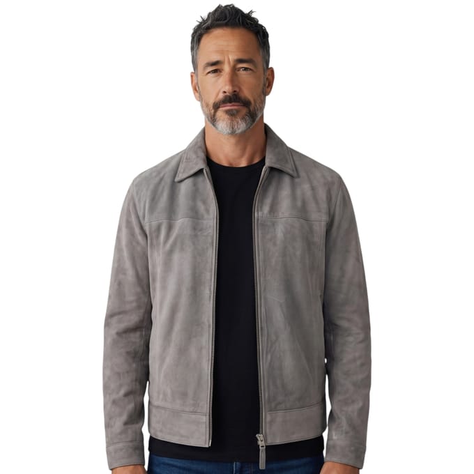 Heren Stone Goat Suède Harrington Biker Jas - Bursa