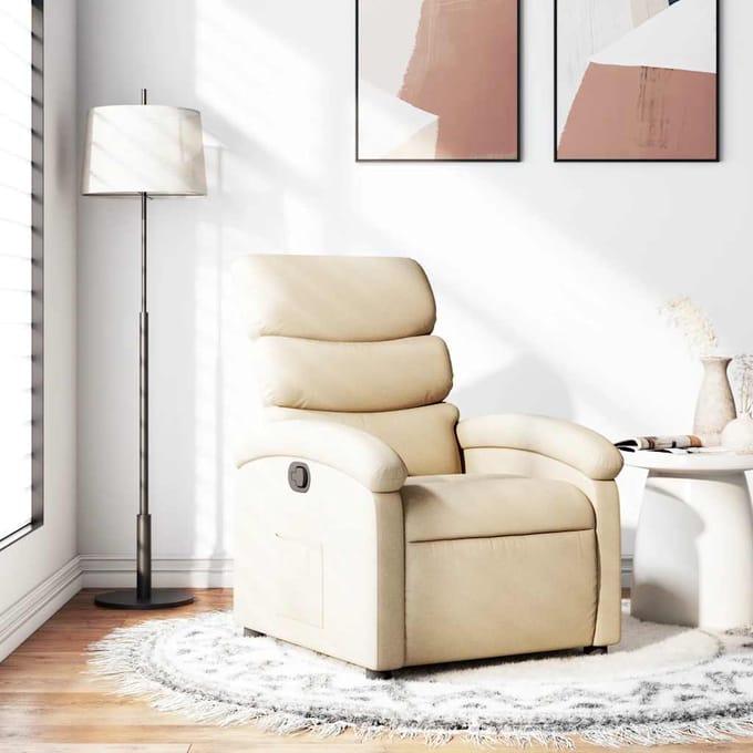 vidaXL - Fauteuil - verstelbaar - stof - crèmekleurig