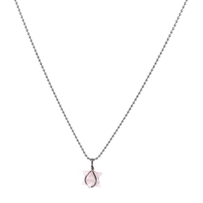 dames ketting ballchain RVS rozekwarts merkabah hanger