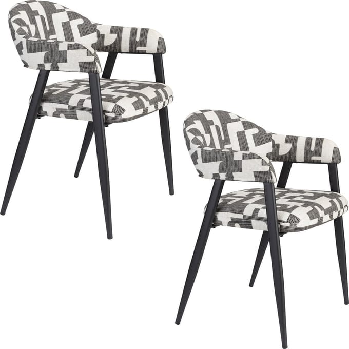 Dutchbone Miyo Eetkamerstoelen Donkergrijs - Set van 2