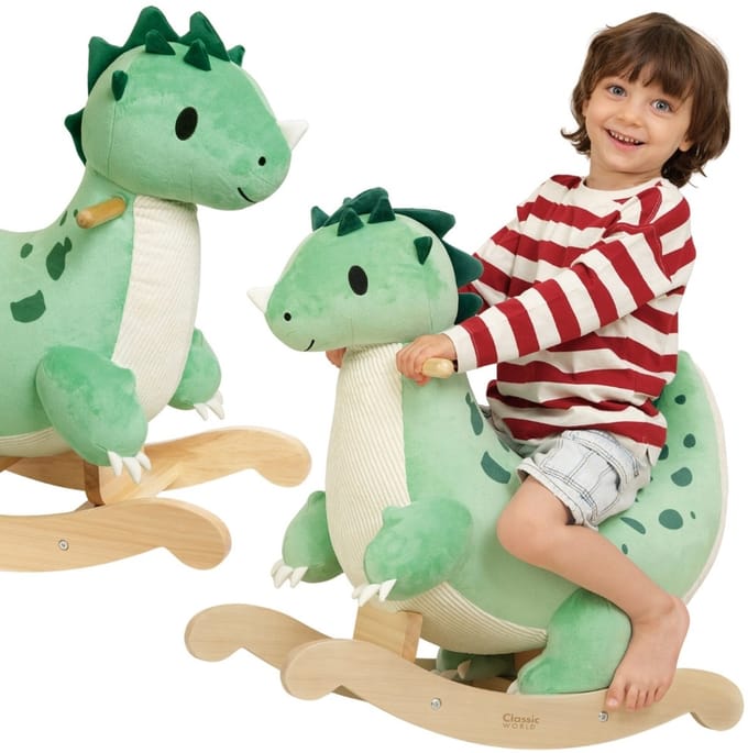 Klassieke wereld houten schommelende dinosaurus - UNI