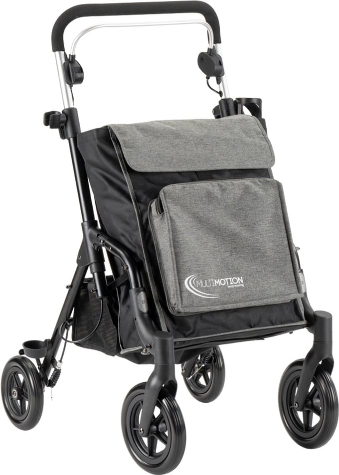 MultiMotion Shopper rollator - Denim grijs/ zwart - Boodschappentrolley en rollator in 1