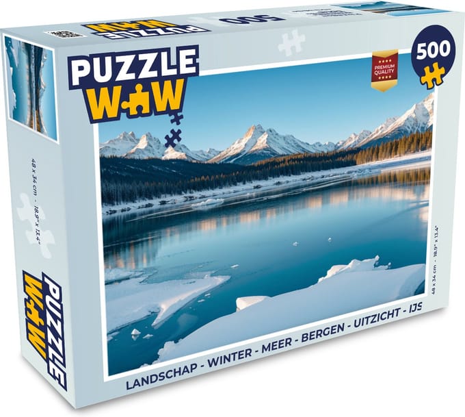 Puzzel Landschap - Winter - Meer - Bergen - Uitzicht - IJs - Legpuzzel - Puzzel 500 stukjes