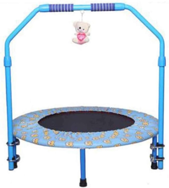Opvouwbare Springkussen - Mini Trampoline - Kinderen Trainen - Verstelbare Handgreep - 40 inch - Blauw