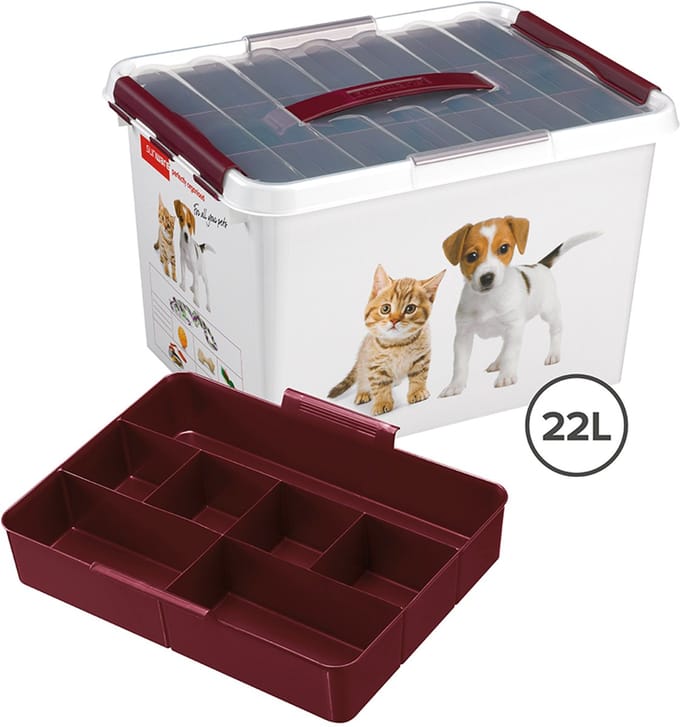 Sunware - Q-line huisdieren opbergbox met inzet 22L wit bordeaux