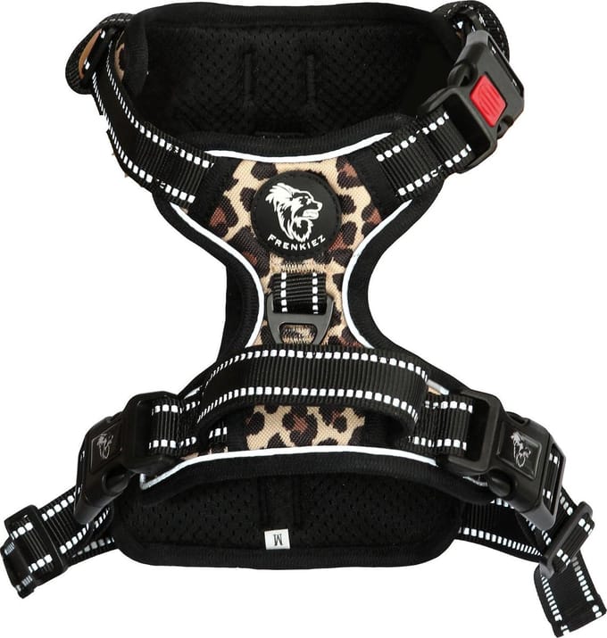 Frenkiez reflective no pull lockable harness, light leopard, X-Large