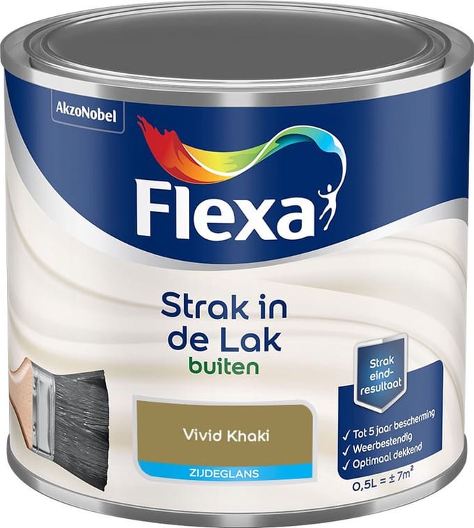 Flexa - Strak In De Lak Buitenlak Zijdeglans - Vivid Khaki - Mengverf - 500 Ml