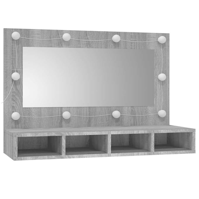 vidaXL - Spiegelkast - met - LED-verlichting - 90x31,5x62 - cm - grijs - sonoma