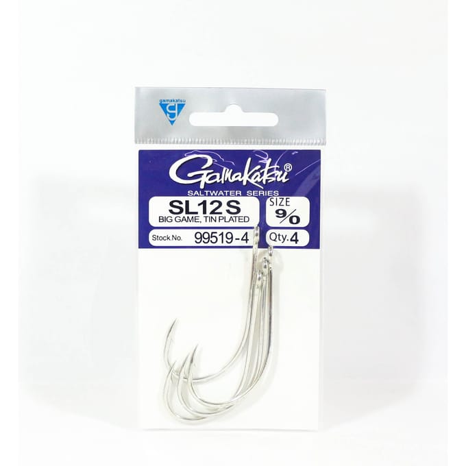 Hameçon plaqué étain pour gros gibier Gamakatsu SL12S, taille 9/0, 4 par paquet (6900) blue