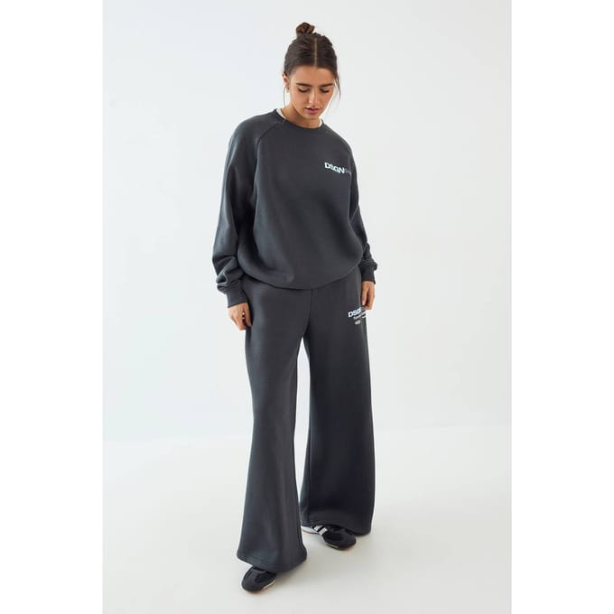 Dames Dsgn Studio Bedrukt Sweatshirt Trainingspak Sport En Outdoor | Houtskool | Maat: Medium