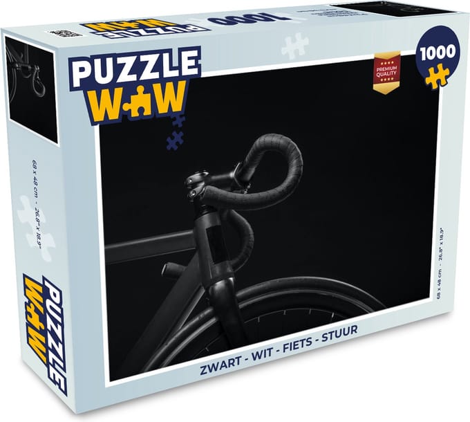 Puzzel Fiets - Stuur - Zwart - Wit - Legpuzzel - Puzzel 1000 stukjes volwassenen